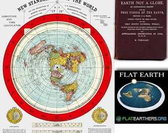 Flat Earth Map. 1892 Gleason's New Standard Map Of The World Large 24" x 36" Poster Wall Art with Flat Earth Sticker
