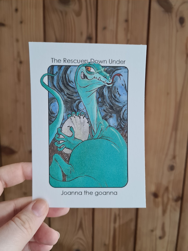 Villain Clans Joanna the Goanna (The Rescuers down under) - A6/A5/A4 print on heavyweight cartridge paper image 1