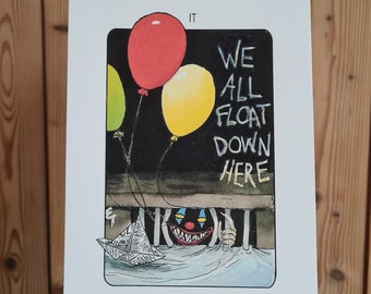 Clanes de villanos Penny wise the clown (IT) - Impresión A6/A5/A4 en papel de cartucho pesado