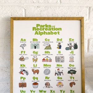 Parks and Rec Alphabet Poster 16x20 - leslie knope ron swanson andy april jerry donna tom ben chris ann parks and recreation tv show