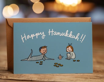 Happy Chanukka Karte - A2 4.25"x5.5" - Karte für Feiertage, Feiertage