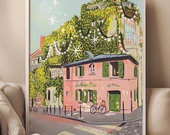 La Maison Rose Art Print – Montmartre Paris Cafe Scene