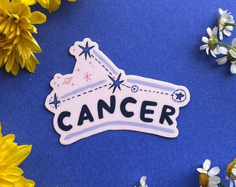 Cancer Vinyl Sticker - 3 "x3" - Sternzeichen Krebs Aufkleber langlebig Laptop Aufkleber Wasserflasche Aufkleber Krebs Astrologie Aufkleber Sternbild