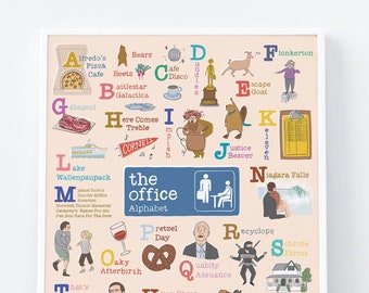 The Office Alphabet Poster Art Print - 11x14 - The Office TV Show US Art Wall Decor Funny Poster The Office ABC's