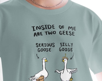 Women’s Crop Top - Inside Me are Two Geese - Silly goose t shirt funny