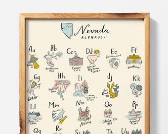 Nevada Alphabet Poster 16x20 - Nevada wall art nevada poster nevada baby room art nevada pride nevada map nevada art