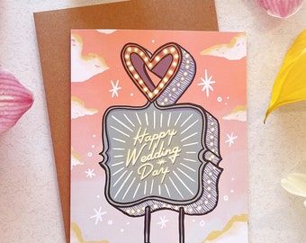 Wedding Day Greeting Card - A2 4.25"x5.5" - Congratulations congrats marriage congrats love gift