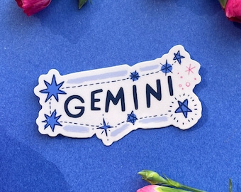 Gemini Vinyl Sticker - 3"x3" - zodiac sticker durable laptop sticker water bottle sticker car sticker astrology sticker constellation