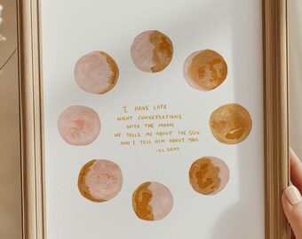 Moon Quote Art Print - Linen Cardstock Poetry Wall Decor
