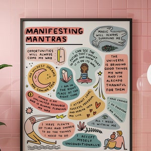 Manifesting Mantras Poster 16x20 - manifesting art manifest dreams affirmation art spiritual art wall decor room decor positive art print
