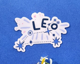 Leo Vinyl Sticker - 3"x3" - zodiac sticker durable laptop sticker water bottle sticker car sticker astrology sticker constellation