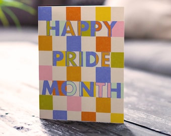 Happy Pride Month Greeting Card - A2 4.25"x5.5" - Pride lgbtq card for pride month queer card affirming card