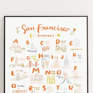 San Francisco Alphabet Poster 16x20 bay area sf art map baby shower gift room decoration ca california 7x7 image 1
