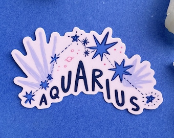 Aquarius Vinyl Sticker - 3"x3" - zodiac cancer sticker durable laptop sticker water bottle sticker cancer astrology sticker constellation