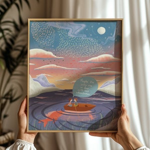 Maybe The Stars 8x10 Art Print - romantic art print, love art, love wall decor, dreamy art, boat art, couple art, starry night art, stars