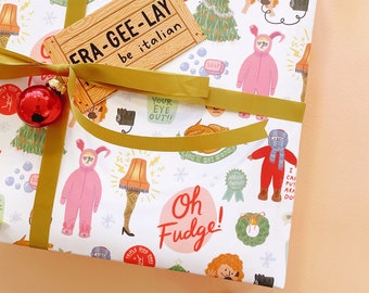 A Christmas Story Movie Wrapping Paper Sheets 20x29 - You'll shoot your eye out 1980s christmas movie ralphie funny wrapping paper