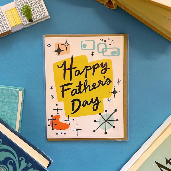 Retro Father's Day Greeting Card - A2 4.25"x5.5" -  father's day card father day greeting 70s card father's day gift 1960s inspired 60s