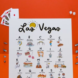 Las Vegas Alphabet Poster 16x20- Nevada state city art wall hanging home decor decoration print design kid baby Nursery Elvis Desert