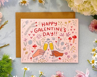 Galentine's Day Greeting Card - A2 4.25"x5.5" - galentines palentines card parks and rec leslie knope card