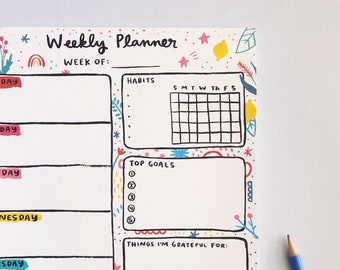 Weekly Planner Notepad – Habit Tracker, Self Care, Goal Setting (8.5x11")
