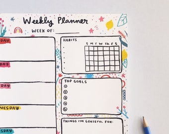 Weekly Planner Notepad 8.5"x11" - 50 sheets - 2024 50 week planner to do list notepad habit tracker self care notepad undated planner 2024