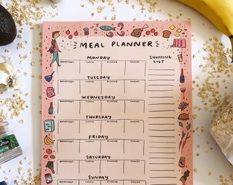 Meal Planner Weekly Notepad 8.5"x11" - 50 sheets - 2023 shopping list notepad meal notepad grocery list cute meal planner to buy list