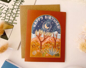 Desert Happy Birthday Greeting Card - A2 4.25"x5.5" - joshua tree card southwest card arizona card nevada card cactus birthday card