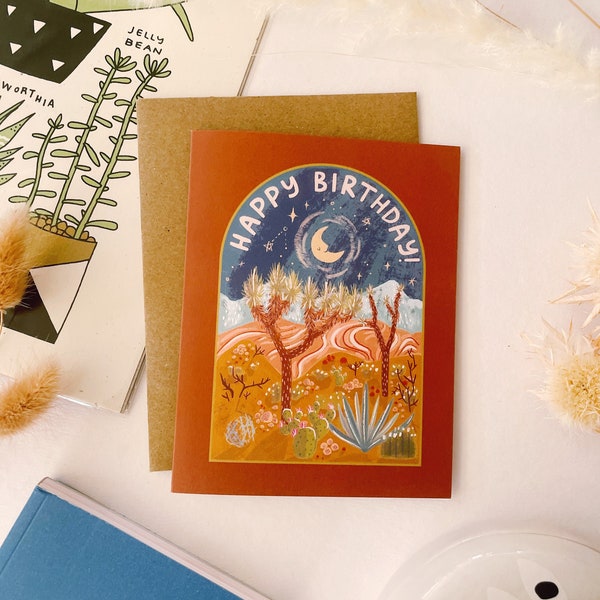 Desert Happy Birthday Greeting Card - A2 4.25"x5.5" - joshua tree card southwest card arizona card nevada card cactus birthday card