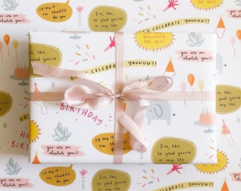 Happy Birthday Pattern Wrapping Paper Sheets- Each Sheet 20"x29" - friend kids gift present wrap bag
