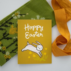 Carte de voeux de Pâques houblonnée - A2 4,25 x 5,5 pouces - Joyeuses Pâques Carte de voeux Carte de lapin Carte de jeu de mots Carte de Pâques Jolie carte de Pâques