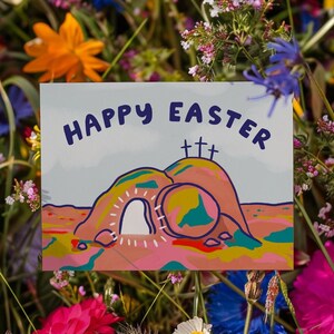 Biglietto d'auguri di buona Pasqua - A2 4,25"x5,5" - biglietto di Pasqua cristiano, è risorto, biglietto di Pasqua cattolico, biglietto di auguri per la tomba