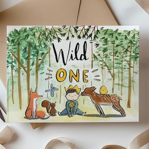 Wild One Birthday Greeting Card - carte d'anniversaire de 1 an wild un anniversaire un an d'anniversaire premier anniversaire bébé garçon