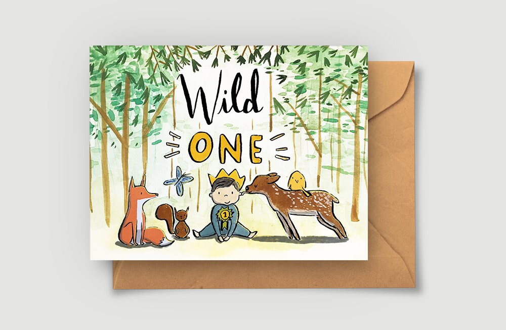 First Birthday Card - Wild One - One Year Birthday - Blank Card