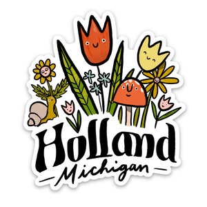 Mushroom Holland Michigan Vinyl Sticker - 2.71&quot;x3&quot; - holland mi sticker michigan sticker michigander sticker tulip sticker mushroom sticker