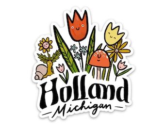 Mushroom Holland Michigan Vinyl Sticker - 2.71"x3" - holland mi sticker michigan sticker michigander sticker tulip sticker mushroom sticker