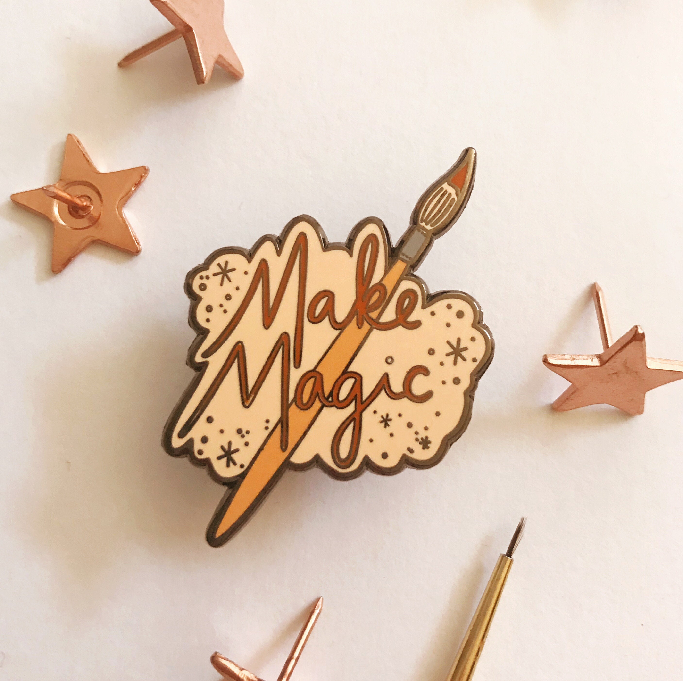 Make Magic Art Hard Enamel Lapel Pin - 1.5 inches - artist painter pa…