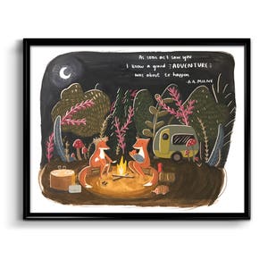 Impresión artística de zorros de 8 x 10 pulgadas: regalo para baby shower, decoración artística con zorros, impresión artística con cita, animales del bosque, impresión artística con zorros, decoración de guardería, impresión artística para autocaravanas