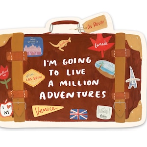 Autocollant en vinyle Million Adventures - 3 x 2 po. - gourde durable pour ordinateur portable, bouteille d'eau, valise de voyage