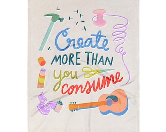Create Throw Blanket - hobby room decor positive saying creativity