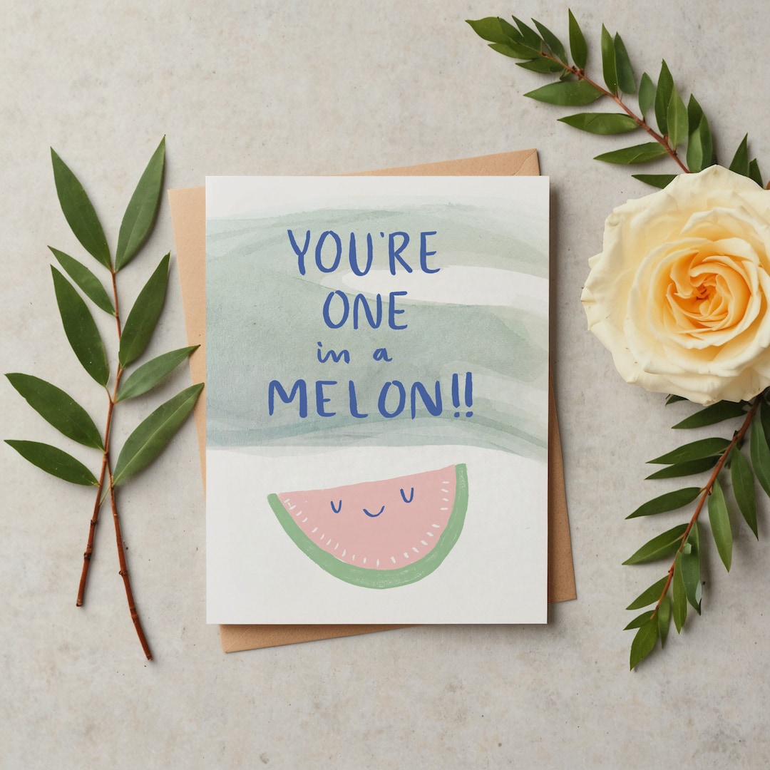 You're One in A Melon Greeting Card - A2 4.25"x5.5" - Funny Anniversary ...