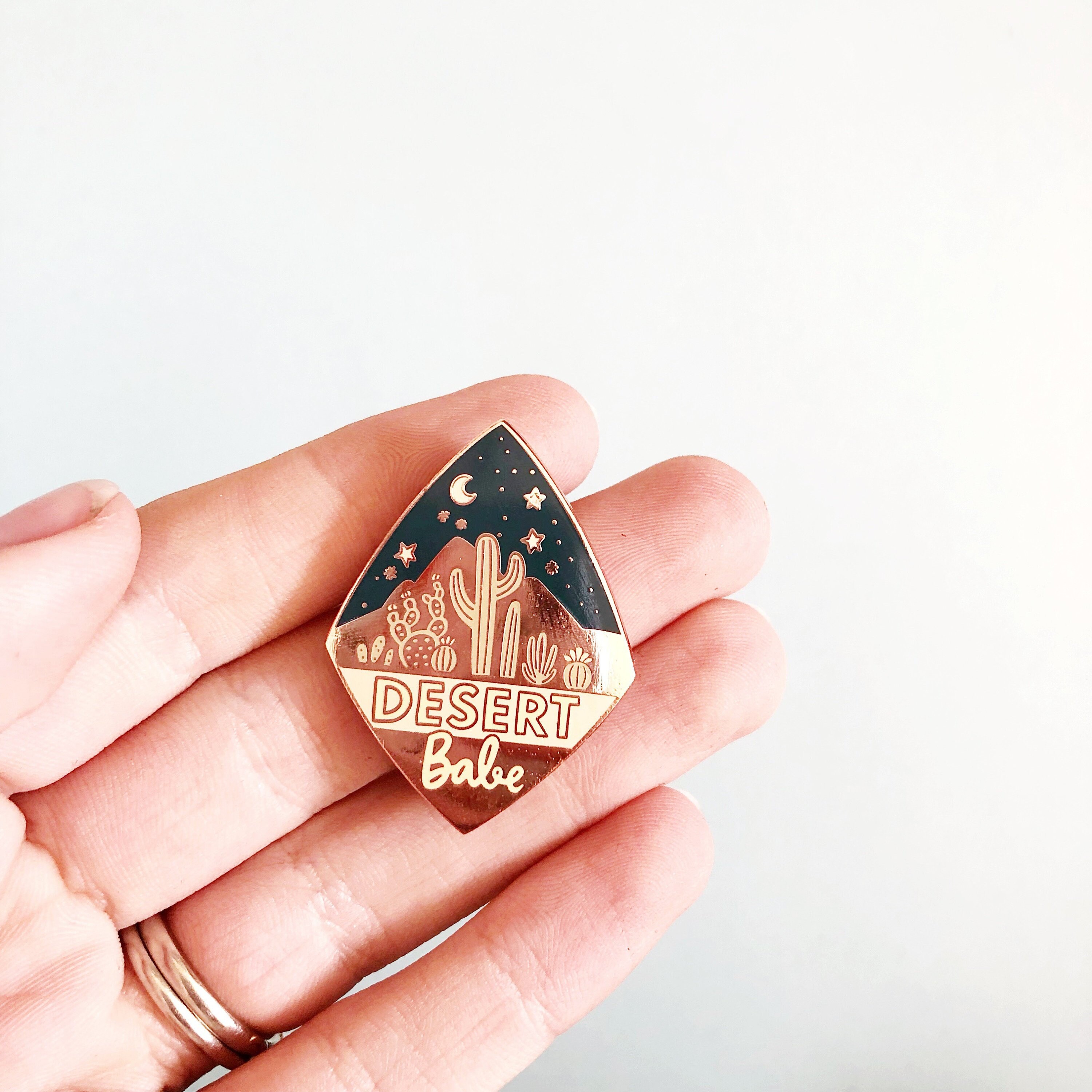 Desert Babe Hard Enamel Pin - 1.5 inches - landscape cactus succulent…