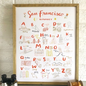 San Francisco Alphabet Poster 16x20 bay area sf art map baby shower gift room decoration ca california 7x7 image 3