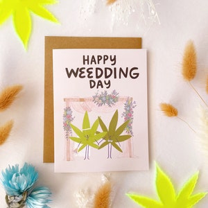 Carte de voeux pour le mariage - A2 4,25 x 5,5 po. - Joyeux mariage, carte de félicitations, mariage, carte de mariage drôle, couple de stoner