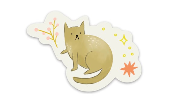 Tan Grumpy Cat Sticker - 3"x3" - vinyl durable laptop waterbottle water bottle orange cat yellow cat