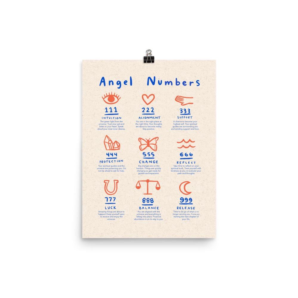 Angel Numbers Art Print – Spiritual Symbols 8x10 Paper - Etsy