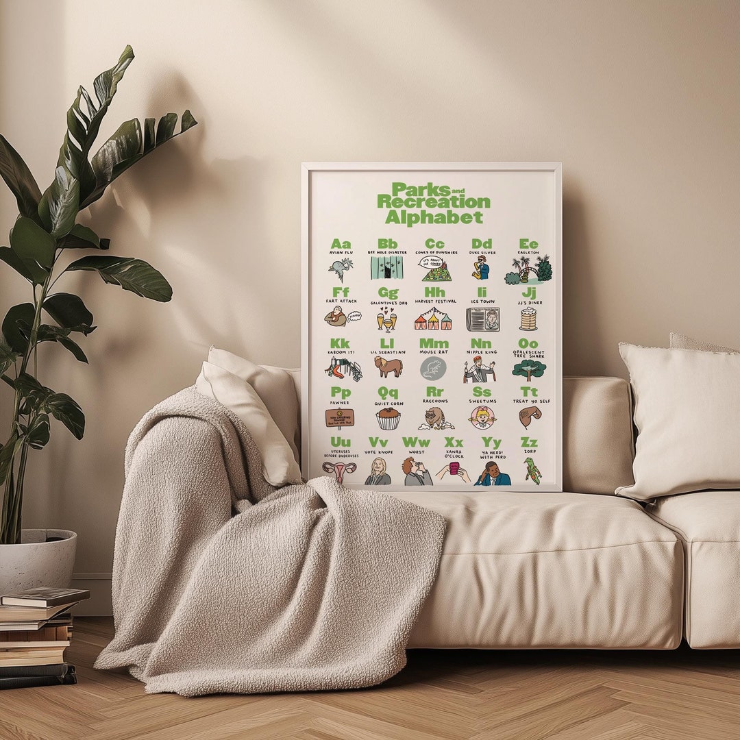 パークス アンド レクリエーション アルファベット アート プリント ポスター - レスリー ノープ ロン スワンソン アンディ エイプリル ジェリー  ドナ トム ベン クリス アン パークス アンド レクリエーション テレビ番組 - Etsy 日本, image size:1080x1080