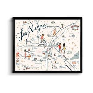 Las Vegas Map Art Print - Nevada desert cute kids illustration