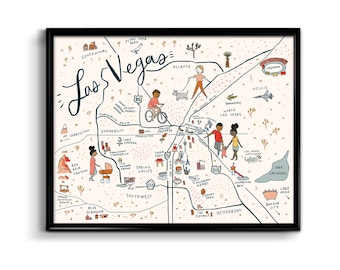 Las Vegas Map Art Print -Las Vegas Wall Art, las vegas travel art, vegas nursery nevada nursery art, Vegas Poster Nevada Art Print Gift Idea