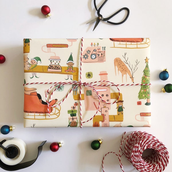 Fogli di carta da regalo con motivo natalizio elfo - Ogni foglio 20"x29" - Film di Natale carino per bambini