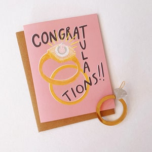 Ring Congratulations Greeting Card - A2 4.25&quot;x5.5&quot;  engagement card congrats card wedding card wedding rings card
